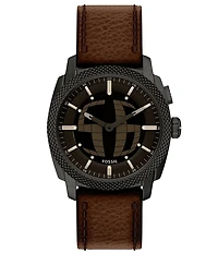 Fossil Men's Machine Big Tic Ana-Digi Brown Leather Strap Watch