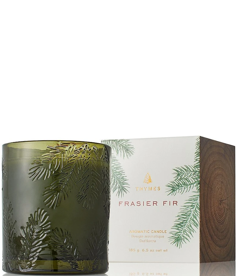 Thymes Frasier Fir Pine Needle Glass Candle. 6.5 oz.