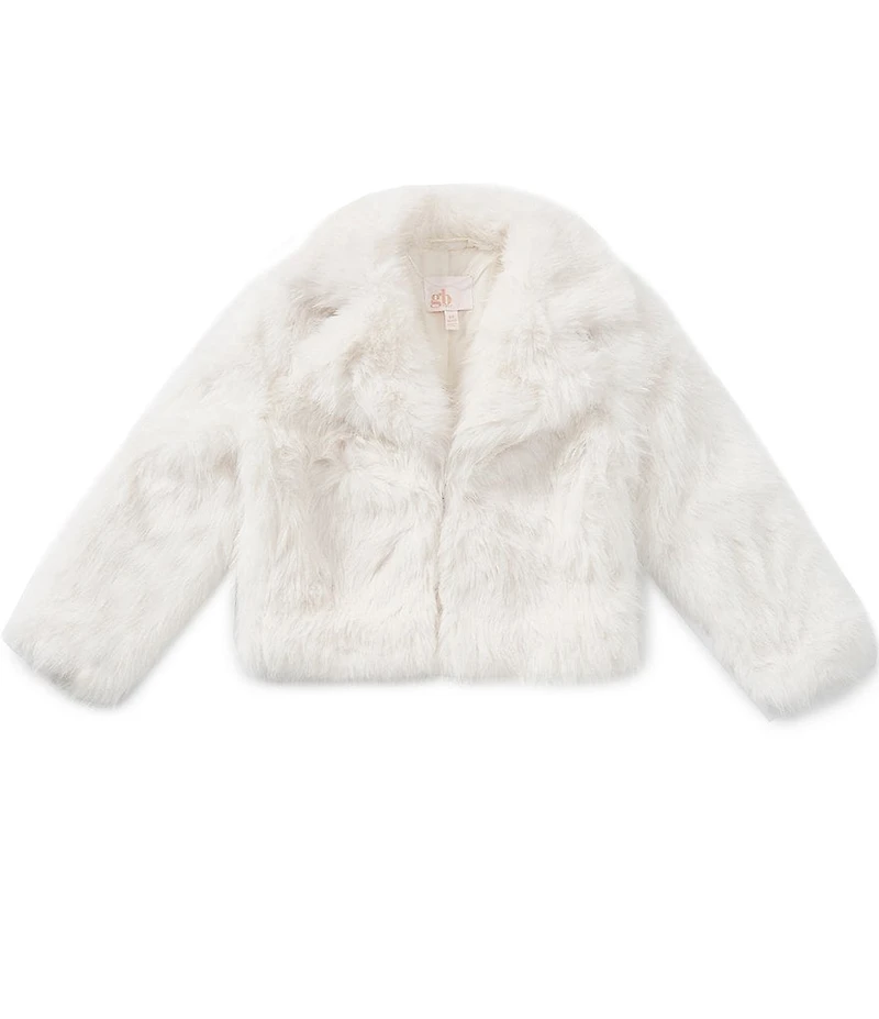 GB Big Girls Faux Fur Notch Collar Coat
