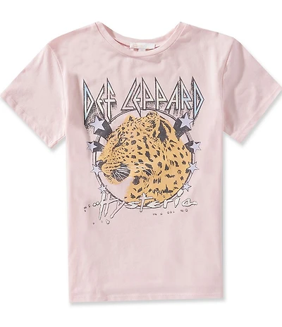 GB Big Girls Short Sleeve Crew Neck Def Leopard Graphic Tee