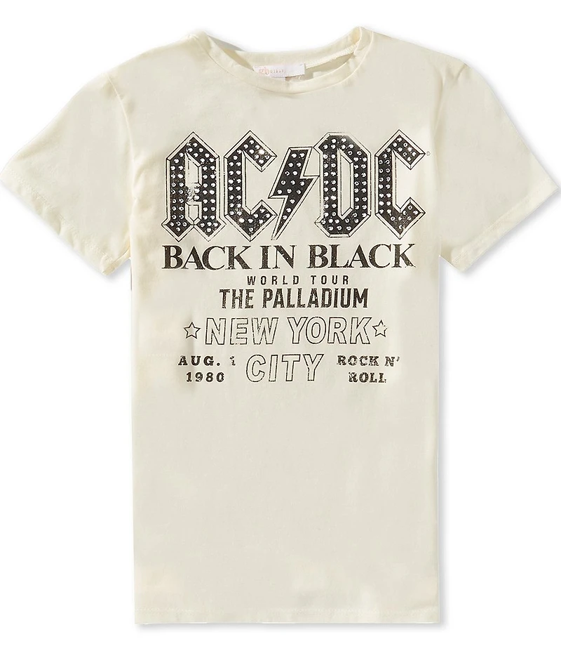 GB Big Girls Short Sleeve Crew Neck ACDC Graphic Tee