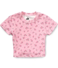 GB Little Girls Floral Print Athletic Tee Sweetheart