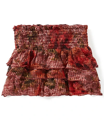 GB Little Girls Floral Print Ruffle Mini Skirt