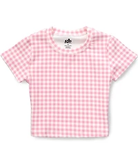 GB Little Girls Gingham Print Athletic T-Shirt