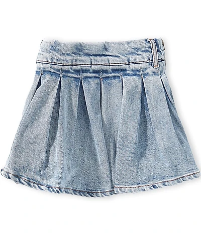 GB Little Girls Pleated Denim Mini Skirt