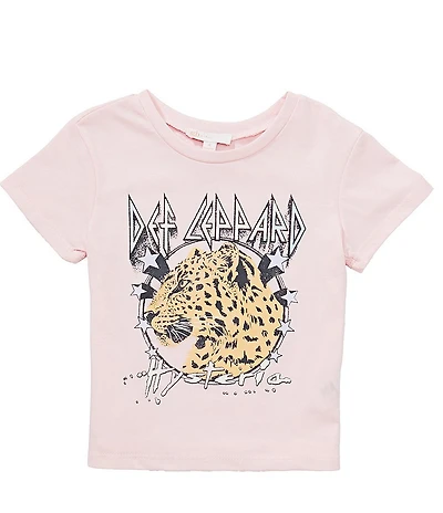 GB Little Girls Short Sleeve Crew Neck Def Leopard Graphic Tee
