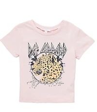 GB Little Girls Short Sleeve Crew Neck Def Leopard Graphic Tee
