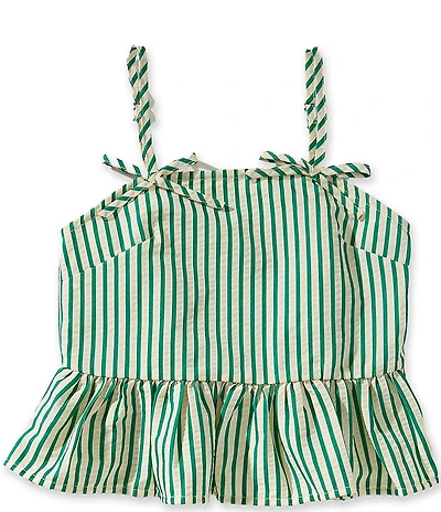 GB Little Girls Striped Sleeveless Bow Smocked Top