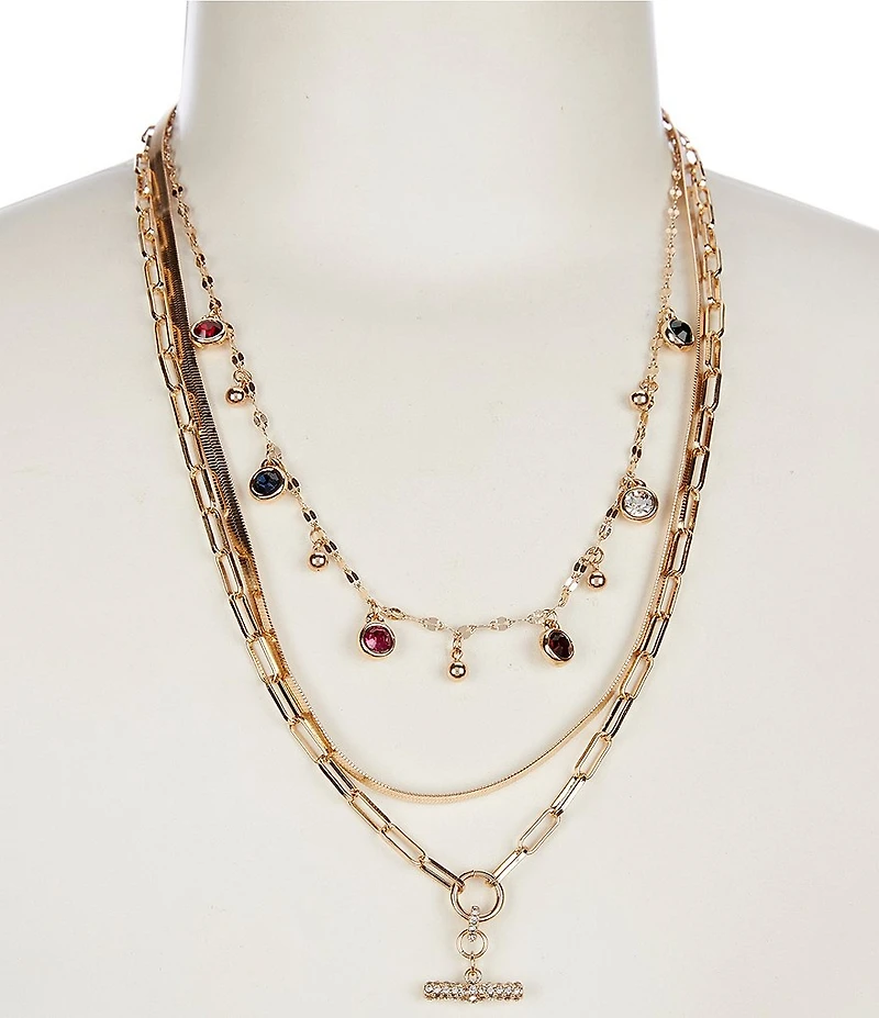 Gemma Layne Bar Pendant Layered Short Pendant Necklace with Stones
