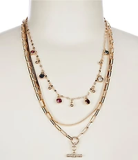 Gemma Layne Bar Pendant Layered Short Pendant Necklace with Stones