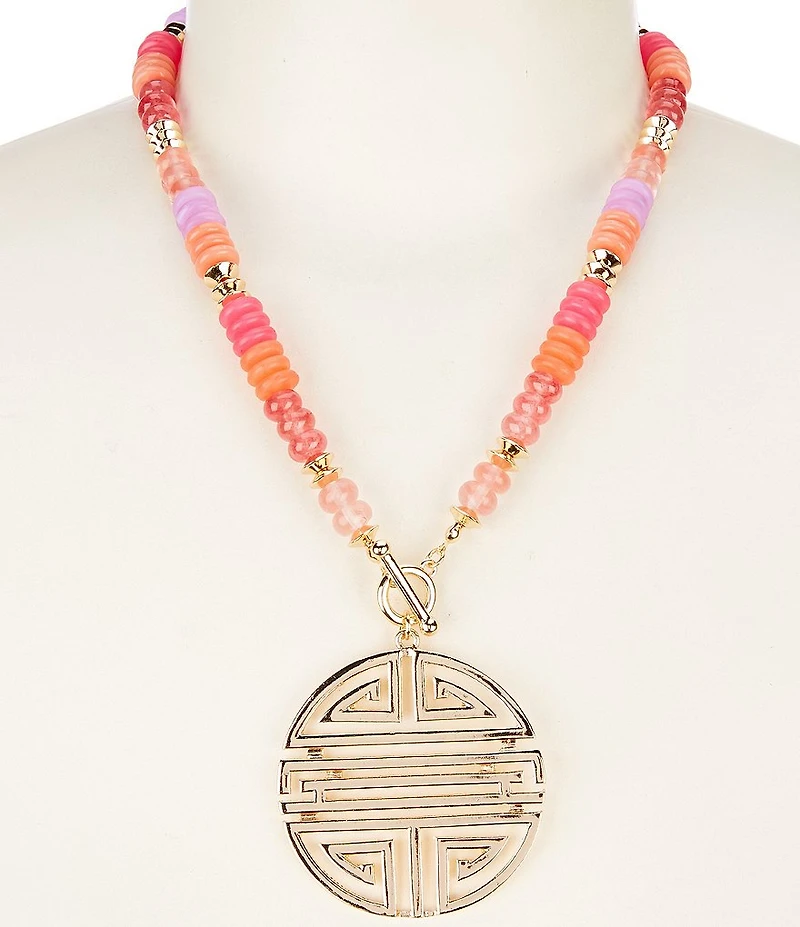 Gemma Layne Beaded Geometric Short Pendant Necklace