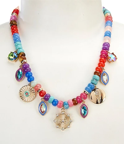 Gemma Layne Rainbow Beaded Charms Statement Necklace