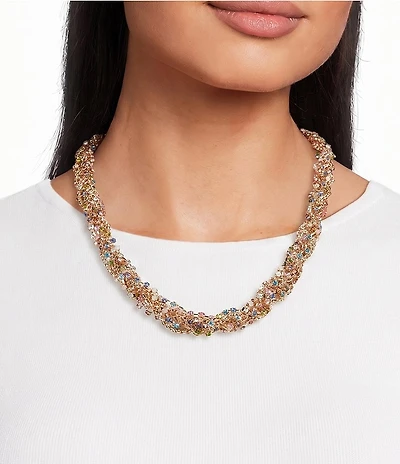 Gemma Layne Braided Chain Stone Collar Necklace