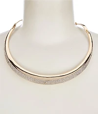 Gemma Layne Crystal Pave Polished Metal Bar Collar Necklace