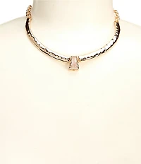 Gemma Layne Crystal Trapezoid Stone Wobbly Metal Bar Collar Necklace