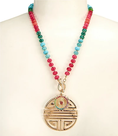 Gemma Layne Geo Burst Charms Beaded Long Pendant Necklace