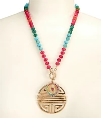 Gemma Layne Geo Burst Charms Beaded Long Pendant Necklace