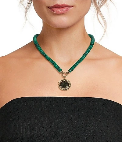 Gemma Layne Geo Stone Beaded Short Pendant Necklace