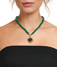 Gemma Layne Geo Stone Beaded Short Pendant Necklace