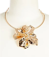 Gemma Layne Hammered Metal Flower Collar Necklace