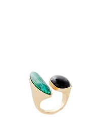 Gemma Layne Jet & Reconstituted Malachite Statement Ring
