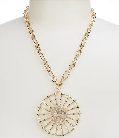 Gemma Layne Circle Geo Link Short Statement Pendant Necklace