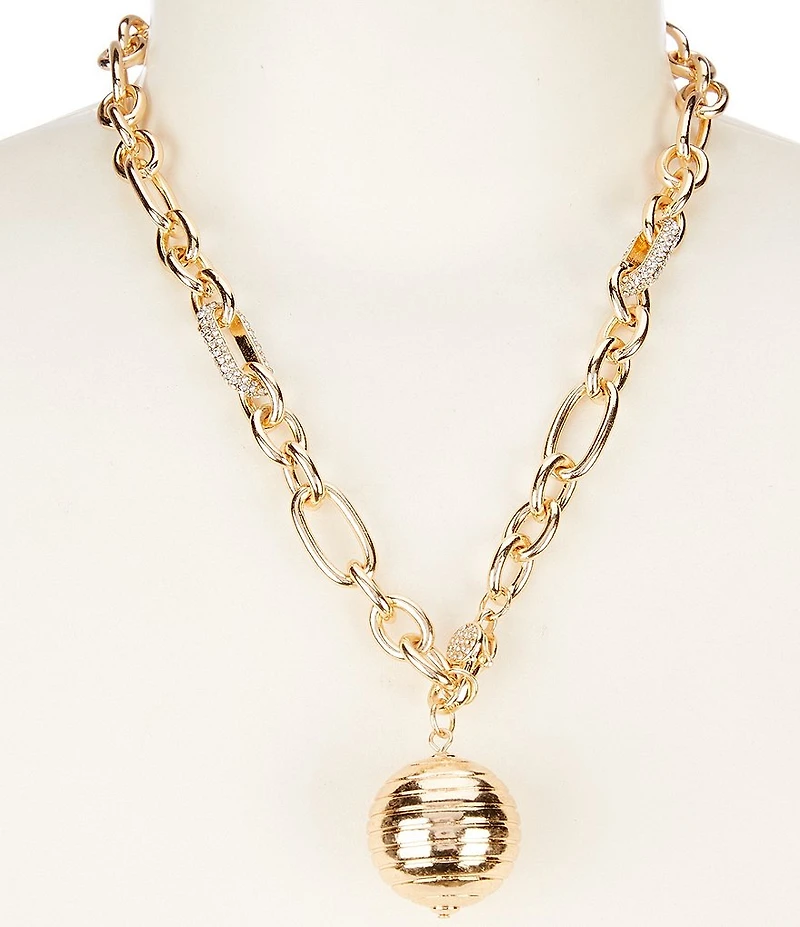 Gemma Layne Link with Textured Ball Chain Short Pendant Necklace