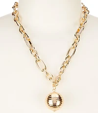 Gemma Layne Link with Textured Ball Chain Short Pendant Necklace