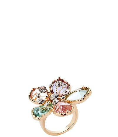 Gemma Layne Multi Glass Stone Flower Statement Ring