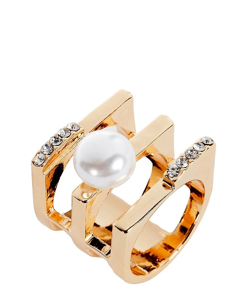 Gemma Layne Pave and Pearl Bar Statement Ring