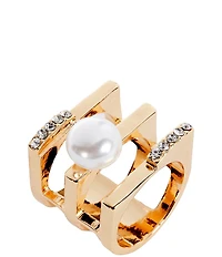 Gemma Layne Pave and Pearl Bar Statement Ring