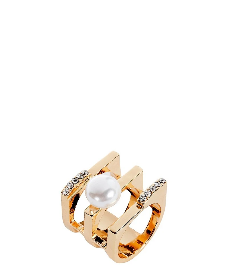 Gemma Layne Pave and Pearl Bar Statement Ring