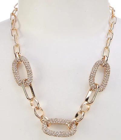Gemma Layne Pave Rhinestone Oversized Link Statement Necklace