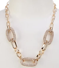 Gemma Layne Pave Rhinestone Oversized Link Statement Necklace