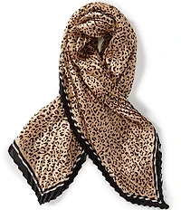 Gemma Layne Pleated Leopard Print Square Scarf
