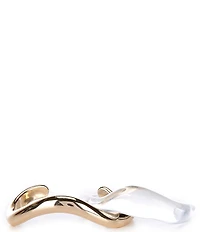 Gemma Layne Polished Metal & Clear Acrylic Wavy Cuff Bracelet Set