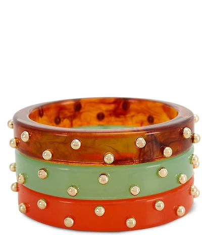 Gemma Layne Resin Studded Resort Bangle Bracelet Set