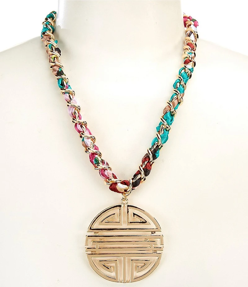 Gemma Layne Scarf Link Geo Pendant Statement Necklace