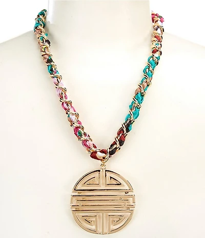 Gemma Layne Scarf Link Geo Pendant Statement Necklace