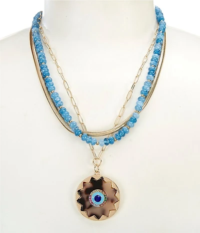 Gemma Layne Resin Eye Charm Short Multi Strand Beaded Necklace