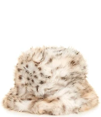 Gemma Layne Snow Leopard Faux Fur Bucket Hat