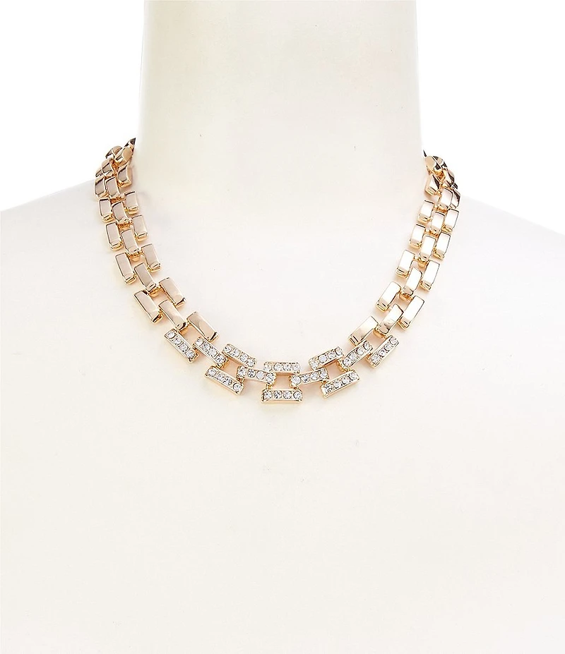 Gemma Layne Square Link Collar Necklace with Pave