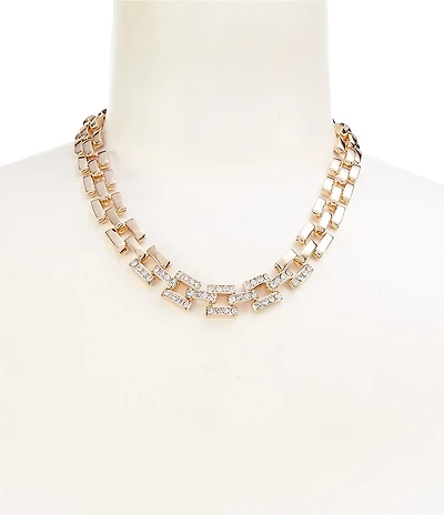 Gemma Layne Square Link Collar Necklace with Pave