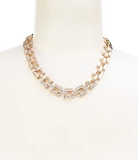 Gemma Layne Square Link Collar Necklace with Pave