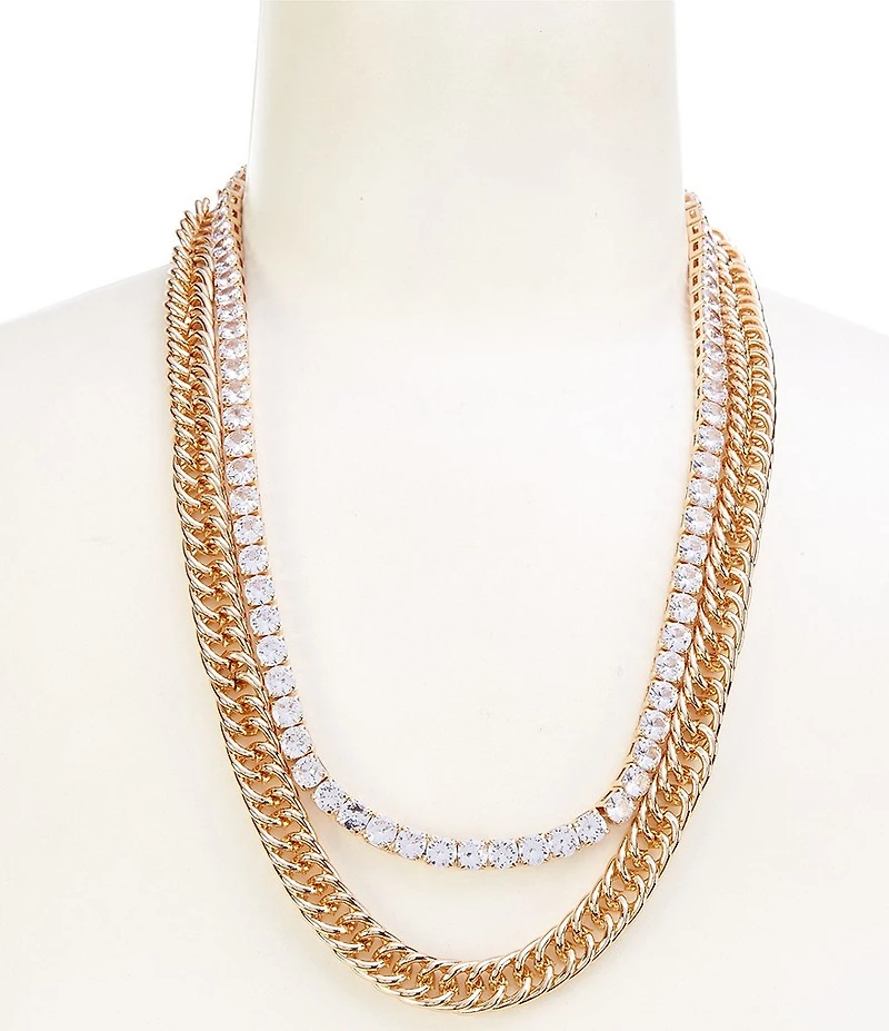Gemma Layne Stone and Chain Double Strand Statement Necklace