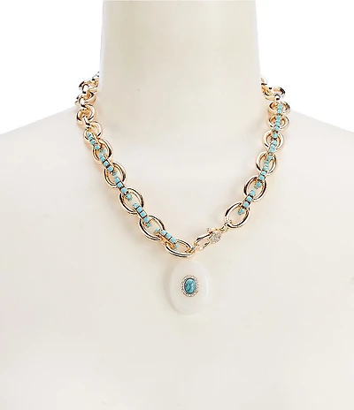 Gemma Layne Turquoise Mixed Media Short Pendant Necklace