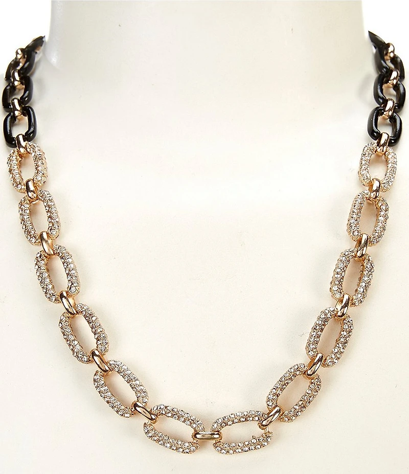Gemma Layne Two Tone Pave Link Collar Necklace