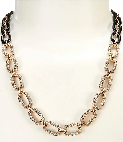 Gemma Layne Two Tone Pave Link Collar Necklace