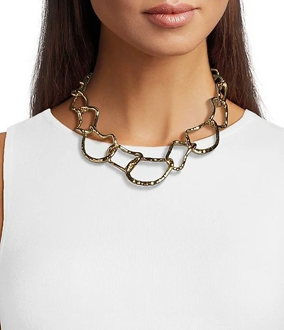 Gemma Layne Wavy Metal Irregular Link Chain Collar Necklace