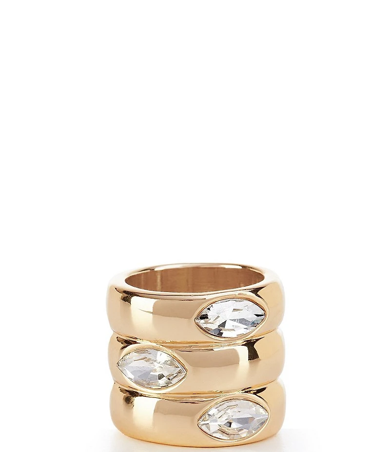 Gemma Layne Wide Wavy Rhinestone Statement Ring